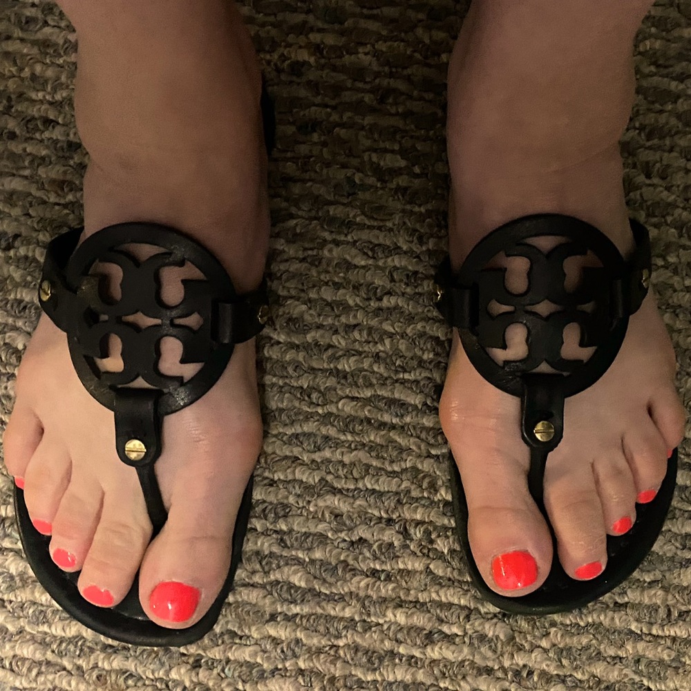Tory Burch Miller Flat Sandals Black